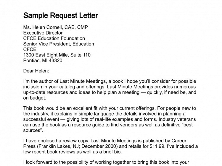 sample letter of request format